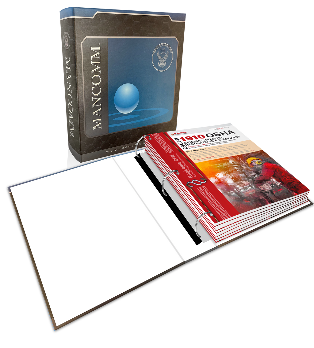 Mancomm book with OSHA safety guide on a white background