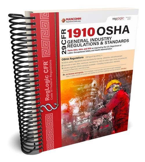 Spiral-bound book titled '29 CFR 1910 OSHA General Industry Regulations & Standards' on a white background.