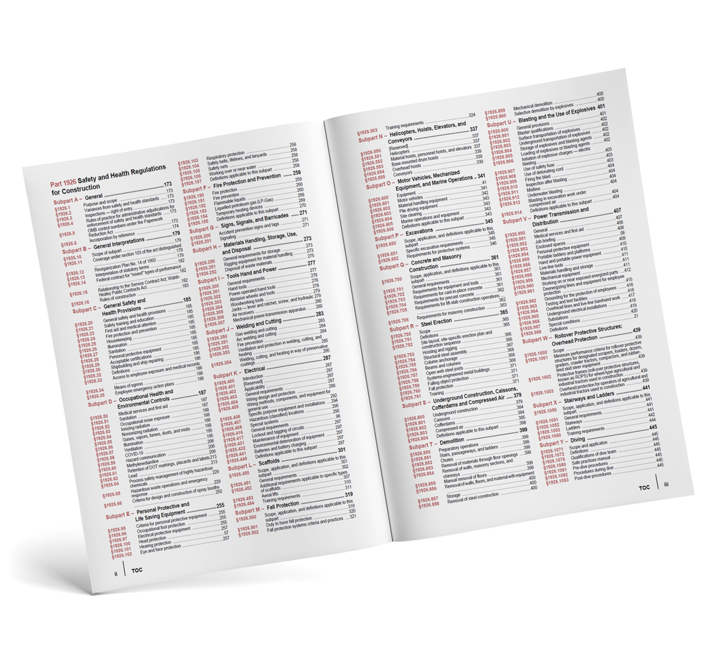 OSHA Construction Industry Regulations & Standards, 29 CFR 1926, Jan 2025