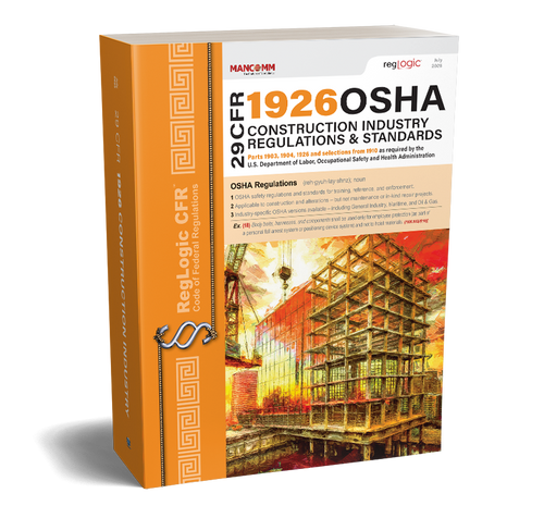 Perfect-bound book titled '29 CFR 1926 OSHA Construction Industry Regulations & Standards' on a white background.