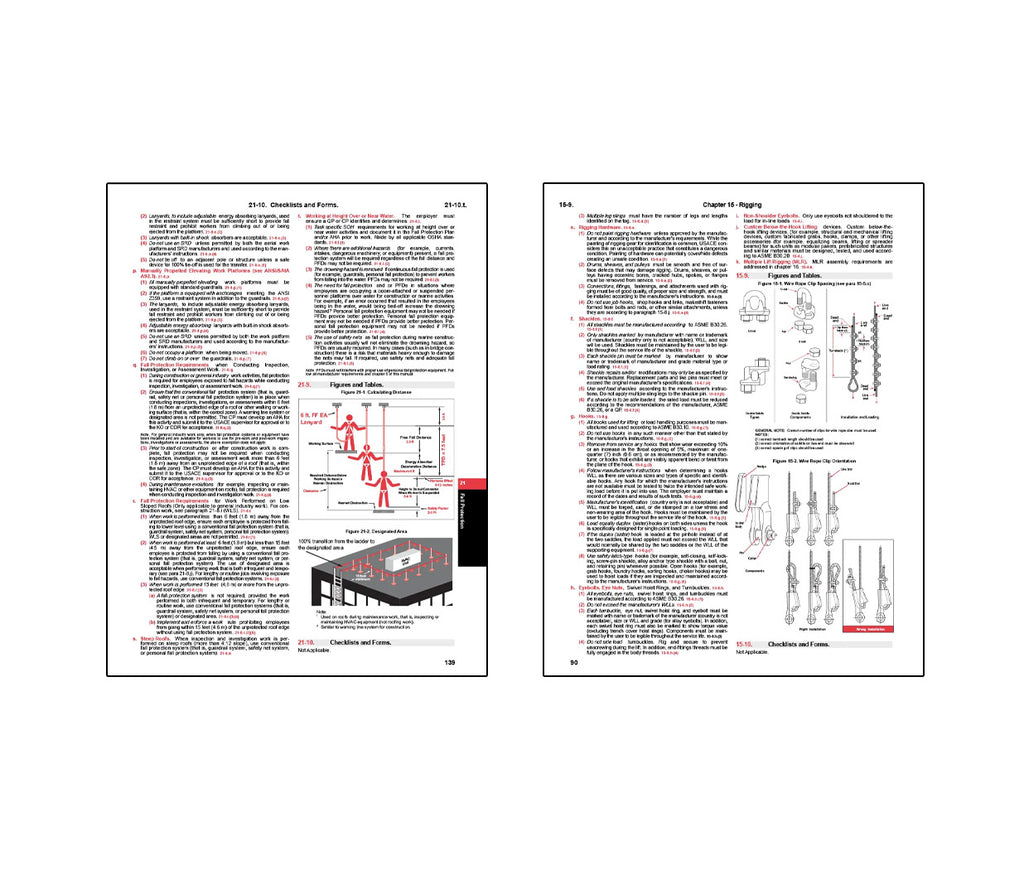 Two pages from a technical manual with text and diagrams on a white background