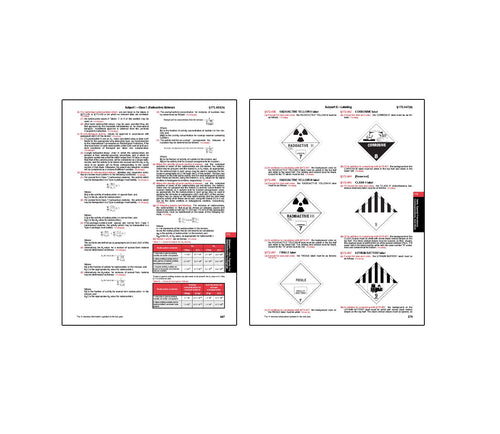 Two pages with safety labels and text on a white background