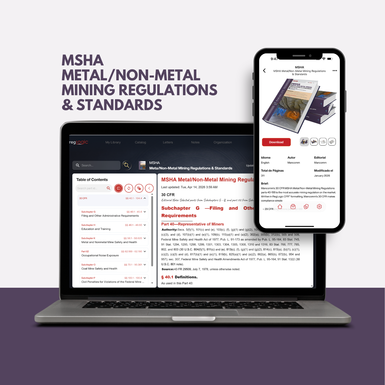 GR Book - MSHA Metal/Non-Metal Mining Regulations & Standards (30 CFR Parts 40–199) - RegLogic
