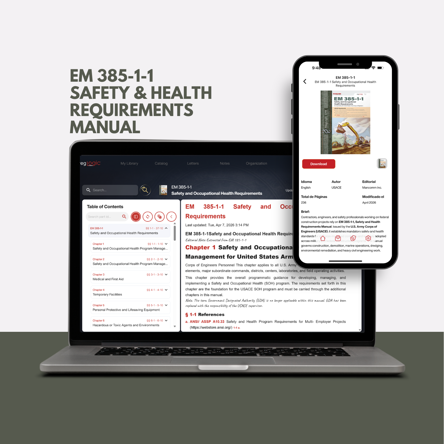 GR Book - EM 385-1-1 Safety & Health Requirements Manual (USACE / DoD Projects) - RegLogic