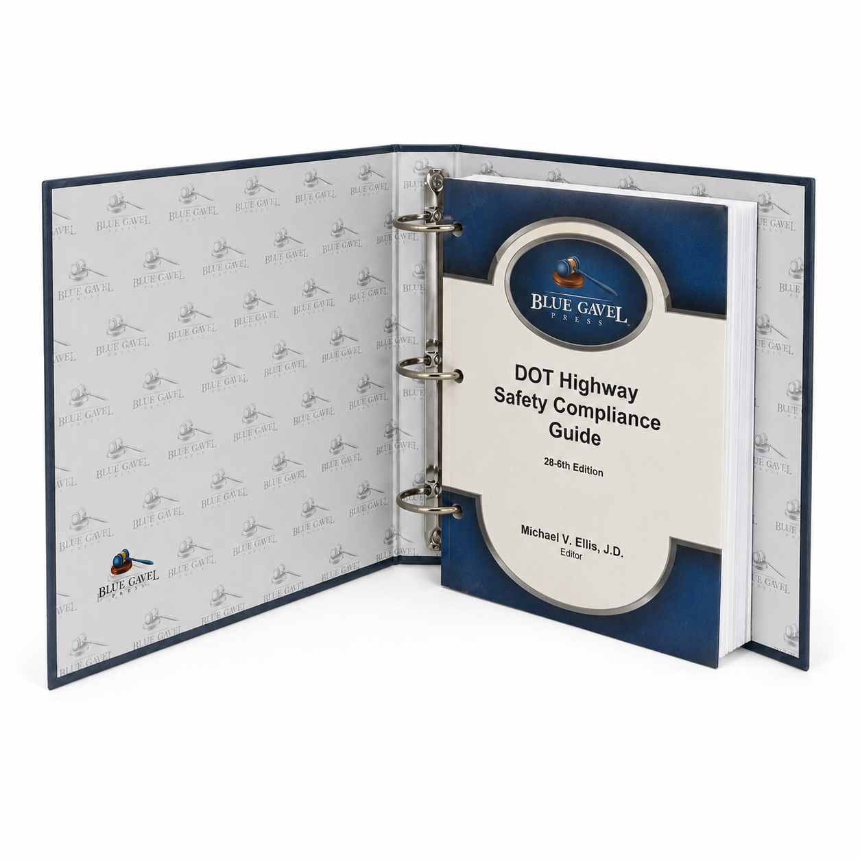 Blue Gavel Press DOT Highway Safety Compliance Guide binder on a white background