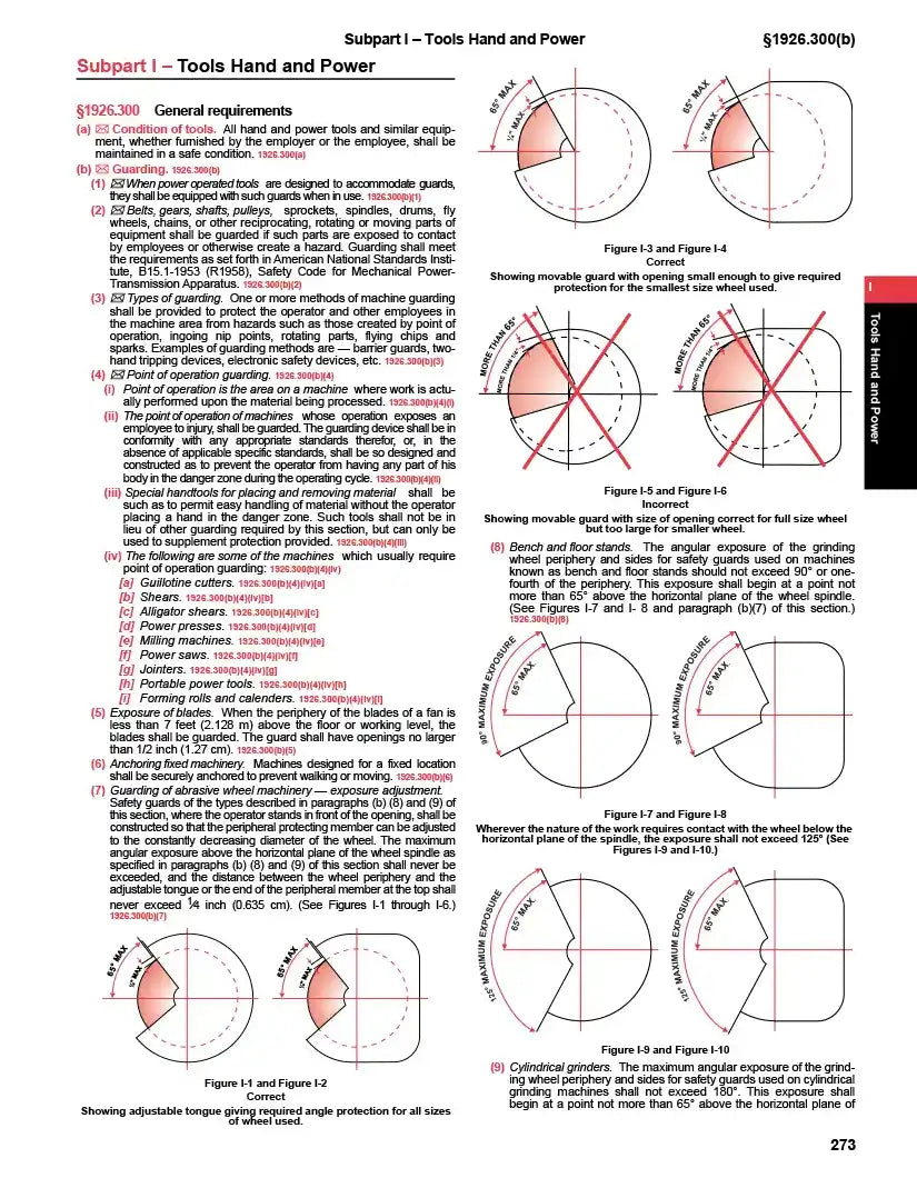 Technical manual page with diagrams and text on tools and power equipment safety.