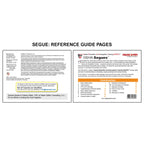 Reference guide pages for OSHA Segues Construction showing publication details, disclaimers, and safety notice on the left alongside a table of contents on the right outlining training topics such as fall protection, electrical hazards, materials handling, scaffolds, and stairways with corresponding page numbers.