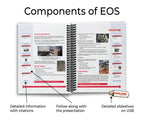 Open book with text and images on a white background, labeled 'Components of EOS'.