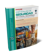 Cover of the ' Essentials of Safety: OSHA Construction' manual in Spanish, with a green and white color scheme, including an image of construction equipment and a safety helmet.