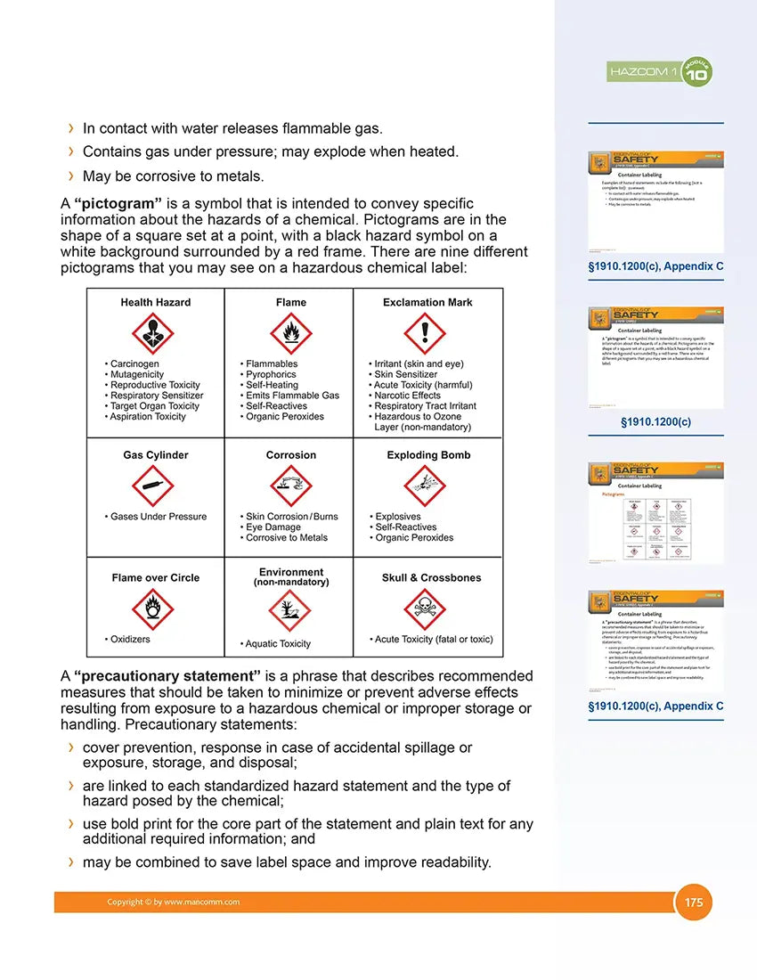 Safety label with pictograms and text on a white background