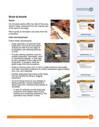 Safety guidelines for construction hazards on a white background with text and images.