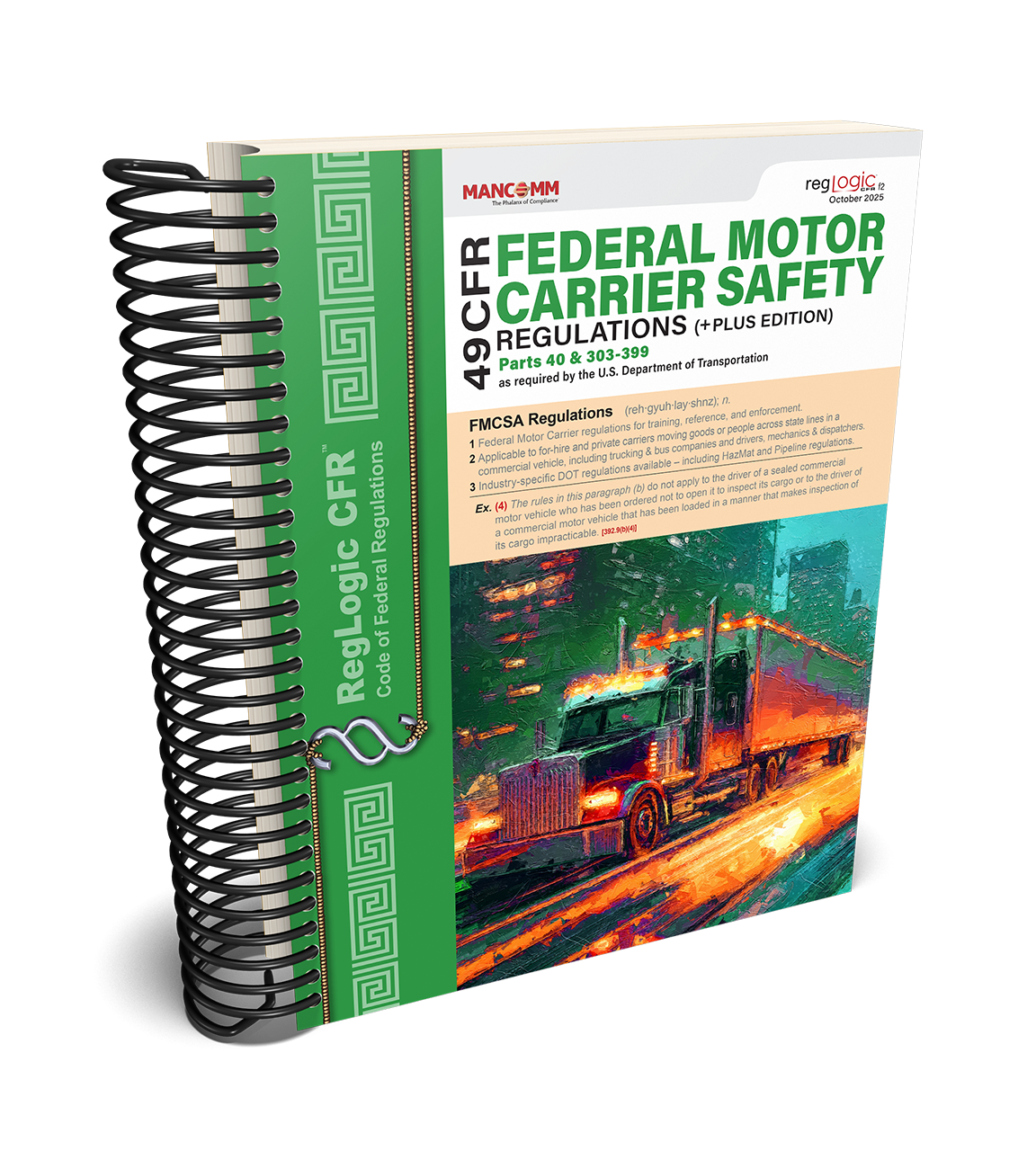 Book titled 'Federal Motor Carrier Safety Regulations' with a truck on the cover, on a white background.