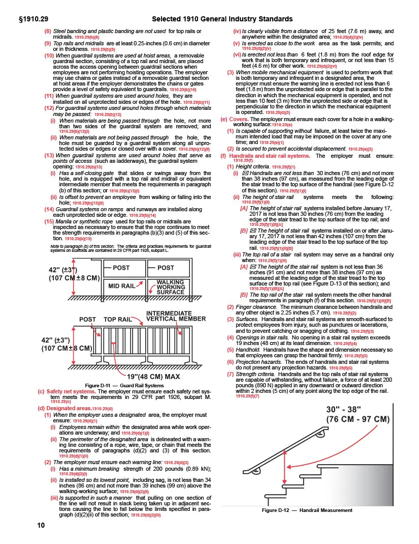 Technical document with text and diagrams on 1910 General Industry Standards