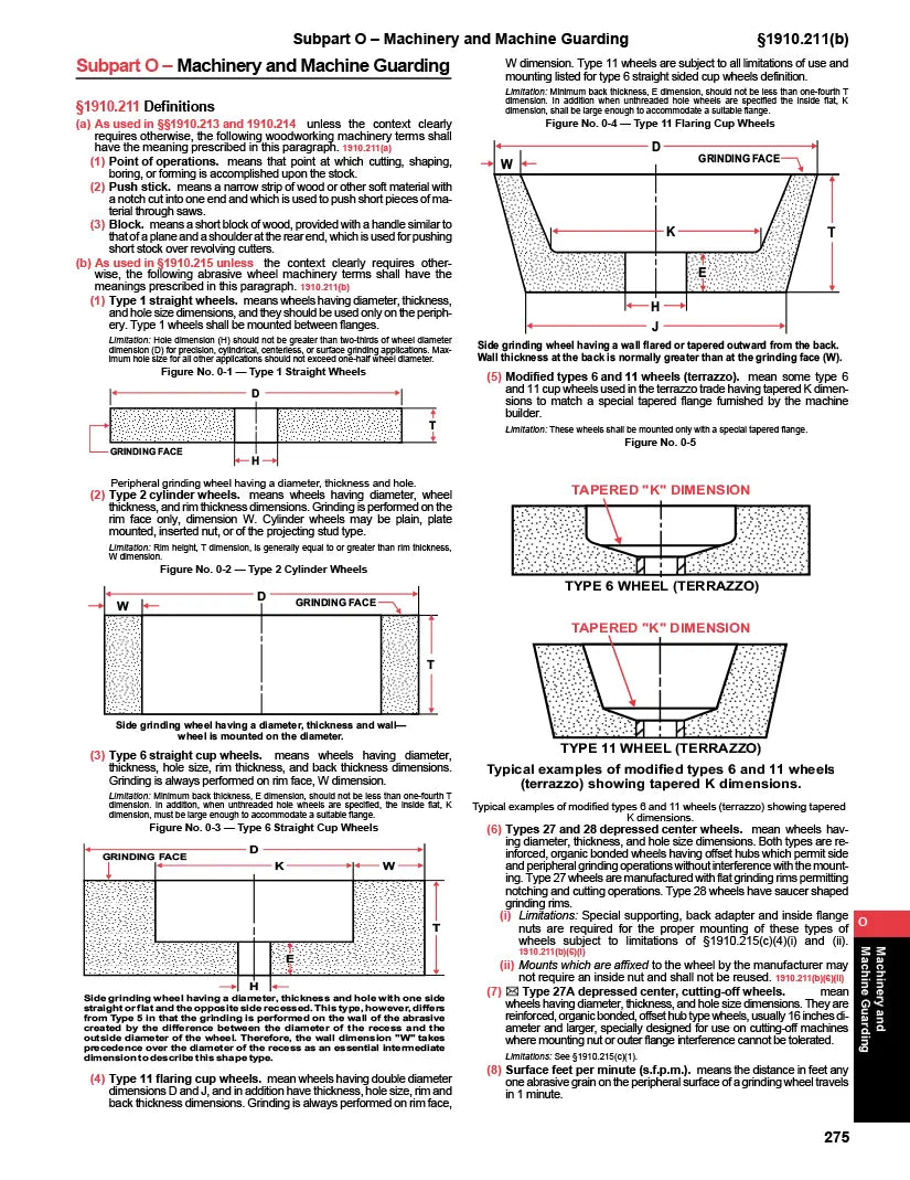 Technical document on machinery and machine guarding with diagrams and text.