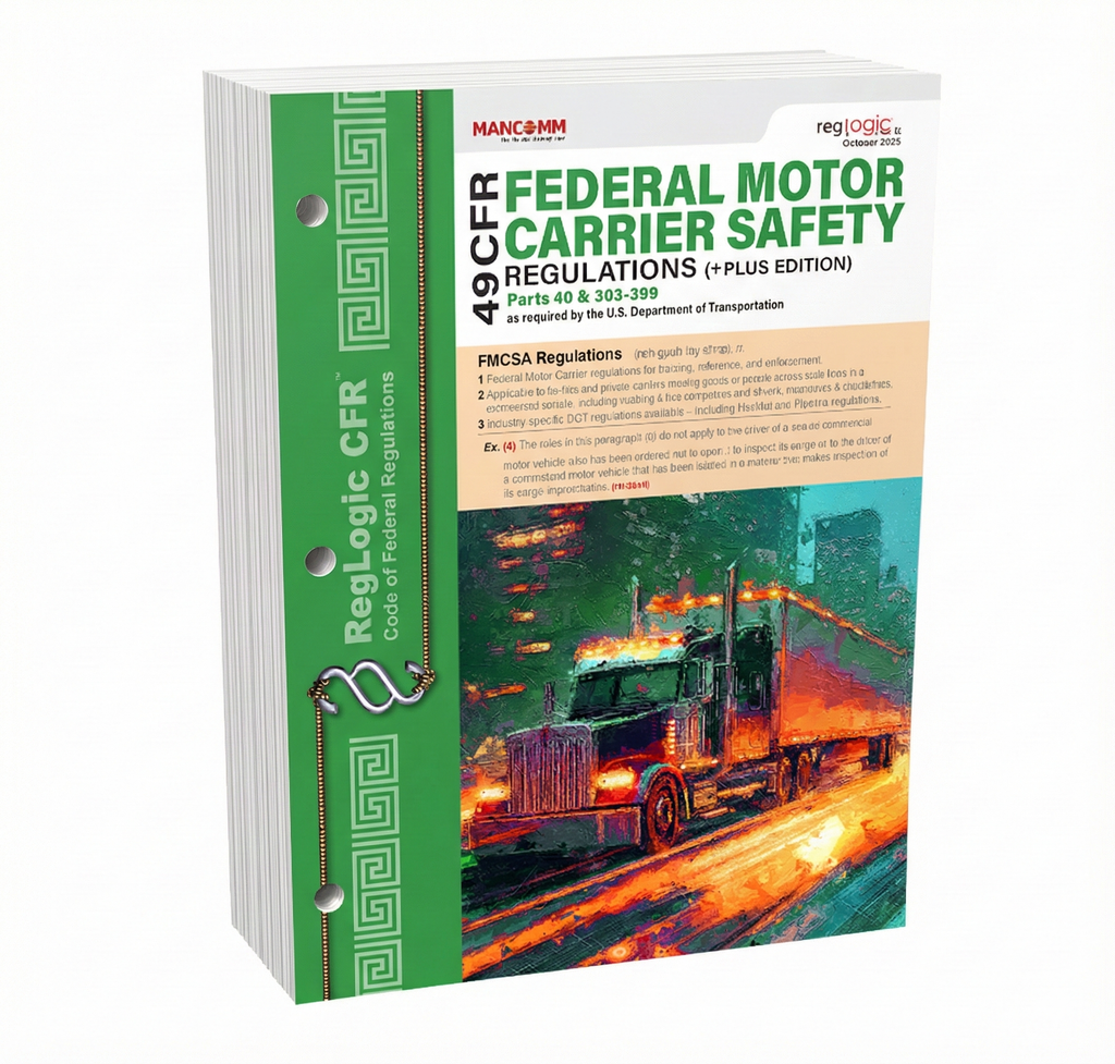 Book titled 'Federal Motor Carrier Safety Regulations' with a truck on the cover, on a white background.