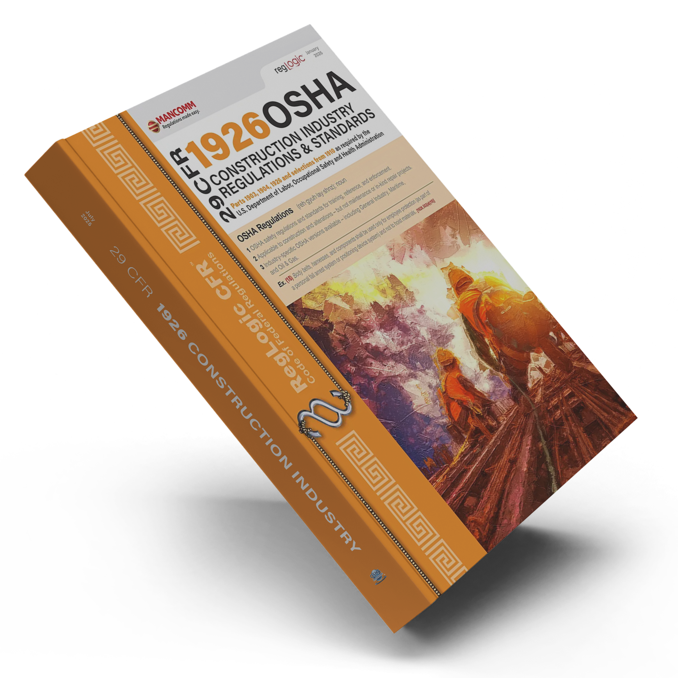 Book titled 'OSHA 29 CFR 1926 Construction Industry Regulations and Standards' on a white background