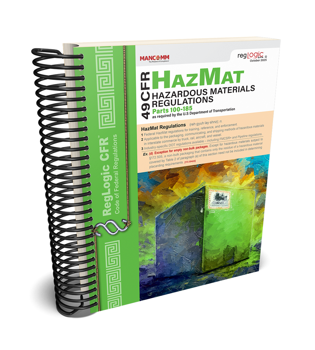 Hazmat Regulations book by Mancomm 49cfr spiral bound