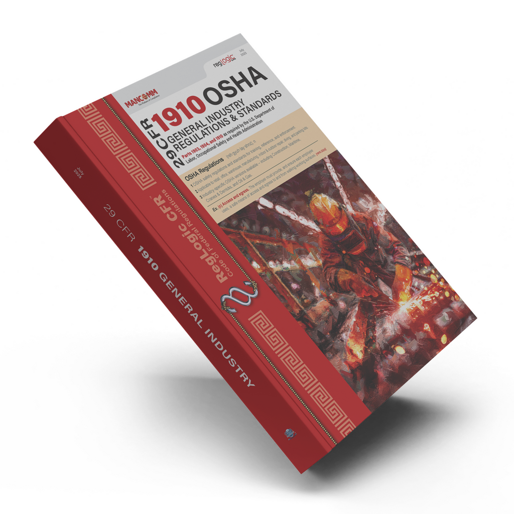 Book titled 'OSHA 1910 General Industry Standards' on a white background