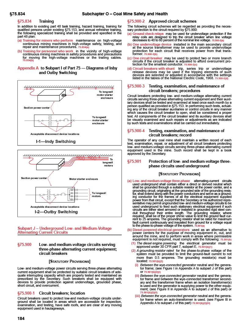 Technical document page with text and diagrams related to coal mine safety and health.