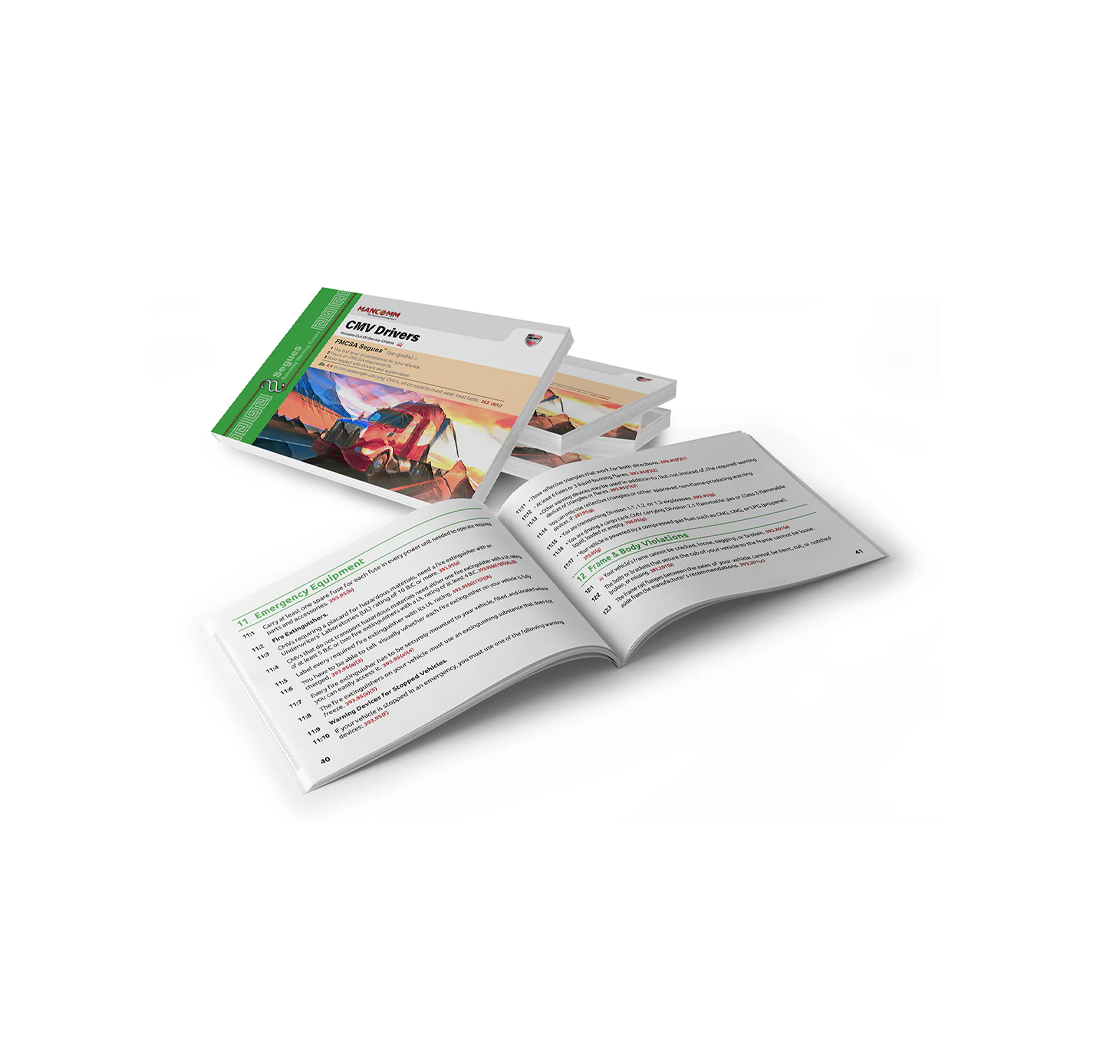 FMCSA CMV Driver Quick Reference Guide, 4" × 5.25"
